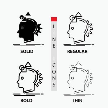 Imagination. imaginative. imagine. idea. process Icon in Thin. Regular. Bold Line and Glyph Style. Vector illustration