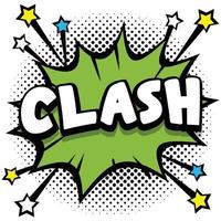 clash Pop art comic speech bubbles book sound effects vector