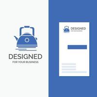 Business Logo for Tea. kettle. teapot. camping. pot. Vertical Blue Business .Visiting Card template. vector