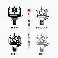 Automation. industry. machine. production. robotics Icon in Thin. Regular. Bold Line and Glyph Style. Vector illustration