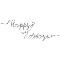 Continuous one line drawing of lettering Happy Holidays. Hand drawn text in linear style. Png on transparent background