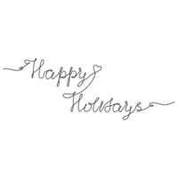 dibujo continuo de una línea de letras felices fiestas. texto dibujado a mano en estilo lineal. png en fondo transparente