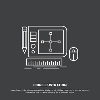 diseño. gráfico. herramienta. software. icono de diseño web. símbolo de vector de línea para ui y ux. sitio web o aplicación móvil