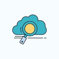 cloud. search. storage. technology. computing Flat Icon. green and Yellow sign and symbols for website and Mobile appliation. vector illustration