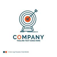 goal. hit. market. success. target Logo Design. Blue and Orange Brand Name Design. Place for Tagline. Business Logo template. vector