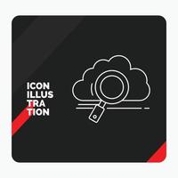 Red and Black Creative presentation Background for cloud. search. storage. technology. computing Line Icon vector