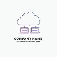 nube. la red. servidor. Internet. plantilla de logotipo de empresa púrpura de datos. lugar para el eslogan vector