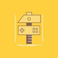 Build. craft. develop. developer. game Flat Line Filled Icon. Beautiful Logo button over yellow background for UI and UX. website or mobile application vector