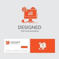 Business logo template for Analytics. chart. seo. web. Setting. Orange Visiting Cards with Brand logo template. vector