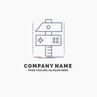 Build. craft. develop. developer. game Purple Business Logo Template. Place for Tagline vector