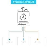 insurance. Fragile. product. warranty. health Business Flow Chart Design with 3 Steps. Line Icon For Presentation Background Template Place for text vector