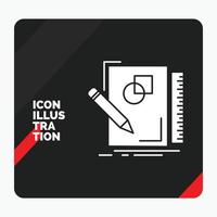 fondo de presentación creativa rojo y negro para boceto. dibujando diseño. dibujar. icono de glifo de geometría vector