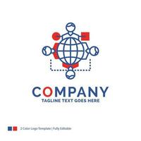 Company Name Logo Design For Function. instruction. logic. operation. meeting. Blue and red Brand Name Design with place for Tagline. Abstract Creative Logo template for Small and Large Business. vector