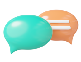 ícone de bolha de bate-papo 3D. símbolo de balão de fala brilhante em transparente. caixa de mensagens de mídia social. ícone de nuvem de texto de comentário para o site. falar o conceito de suporte online. ícone dos desenhos animados mínimo suave. renderização em 3D png
