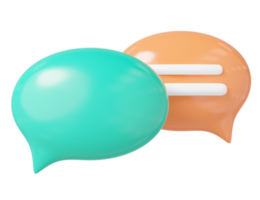 3d babbelen bubbel icoon. glanzend toespraak ballon symbool Aan transparant. sociaal media berichten doos. commentaar tekst wolk icoon voor website. praten online ondersteuning concept. tekenfilm icoon minimaal zacht. 3d renderen png