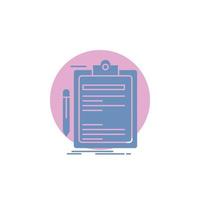 Contract. check. Business. done. clip board Glyph Icon. vector