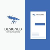 Business Logo for telescope. astronomy. space. view. zoom. Vertical Blue Business .Visiting Card template. vector