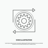 Business. gear. management. operation. process Icon. Line vector gray symbol for UI and UX. website or mobile application