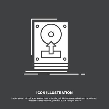 Instalar en pc. conducir. disco duro ahorrar. icono de carga símbolo de vector de glifo para ui y ux. sitio web o aplicación móvil