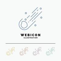 Asteroid. astronomy. meteor. space. comet 5 Color Line Web Icon Template isolated on white. Vector illustration