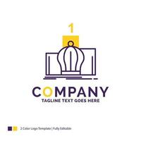 diseño del logotipo del nombre de la empresa para la corona. rey. liderazgo. monarquía. real. diseño de marca púrpura y amarillo con lugar para eslogan. plantilla de logotipo creativo para pequeñas y grandes empresas. vector