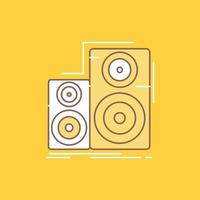 audio. de alta fidelidad. monitor. altavoz. icono lleno de línea plana de estudio. hermoso botón de logotipo sobre fondo amarillo para ui y ux. sitio web o aplicación móvil vector