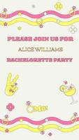 Bachelorette Party Invitation Template in Retro Groove Style Bridal Shower Invitation Vertical Background vector