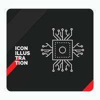 Red and Black Creative presentation Background for Chip. cpu. microchip. processor. technology Line Icon vector