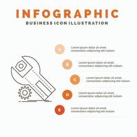 settings. App. installation. maintenance. service Infographics Template for Website and Presentation. Line Gray icon with Orange infographic style vector illustration
