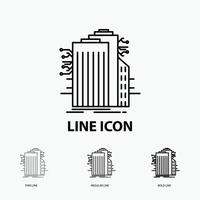 Building. Technology. Smart City. Connected. internet Icon in Thin. Regular and Bold Line Style. Vector illustration