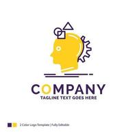 Company Name Logo Design For Imagination. imaginative. imagine. idea. process. Purple and yellow Brand Name Design with place for Tagline. Creative Logo template for Small and Large Business. vector