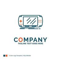 Console. device. game. gaming. psp Logo Design. Blue and Orange Brand Name Design. Place for Tagline. Business Logo template. vector