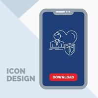 insurance. family. home. protect. heart Line Icon in Mobile for Download Page vector