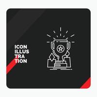 Red and Black Creative presentation Background for Achievement. award. cup. prize. trophy Line Icon vector