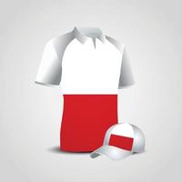 diseño de vector de camiseta y gorra deportiva de polonia