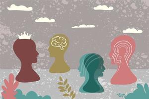 Neurodiversity as human mind variation and differences tiny person concept. Mental awareness and psychological issues about sociability, learning, attention, mood and disorders vector illustration