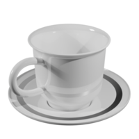3D-Rendering Keramik-Kaffeetasse mit Liniengrafik isolierter transparenter Hintergrund. png