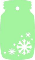Tag in the form of a jar with snowflakes. vector