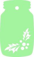 Tag in the form of a jar with Christmas berries and leaves. vector