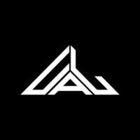 Diseño creativo de logotipo de letra dual con gráfico vectorial, logotipo simple y moderno de ual en forma de triángulo. vector