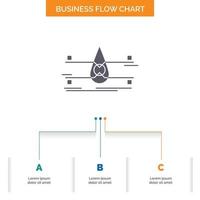 water. Monitoring. Clean. Safety. smart city Business Flow Chart Design with 3 Steps. Glyph Icon For Presentation Background Template Place for text. vector