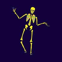 Dancing skeleton - vector illustration of funny multicolored skeleton