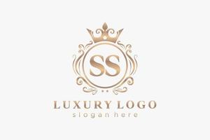 Initial SS Letter Royal Luxury Logo template in vector art for Restaurant, Royalty, Boutique, Cafe, Hotel, Heraldic, Jewelry, Fashion and other vector illustration.