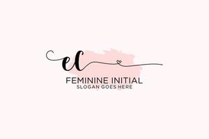 Initial EC beauty monogram and elegant logo design handwriting logo of initial signature, wedding, fashion, floral and botanical with creative template. vector