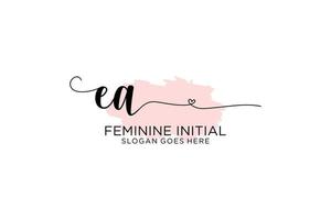 Initial EA beauty monogram and elegant logo design handwriting logo of initial signature, wedding, fashion, floral and botanical with creative template. vector