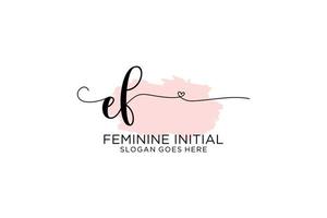Initial EF beauty monogram and elegant logo design handwriting logo of initial signature, wedding, fashion, floral and botanical with creative template. vector