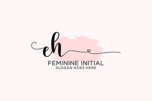 Initial EH beauty monogram and elegant logo design handwriting logo of initial signature, wedding, fashion, floral and botanical with creative template. vector