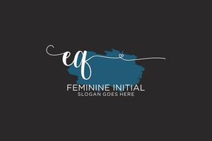 Initial EQ beauty monogram and elegant logo design handwriting logo of initial signature, wedding, fashion, floral and botanical with creative template. vector