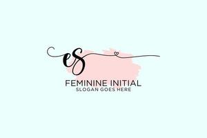 Initial ES beauty monogram and elegant logo design handwriting logo of initial signature, wedding, fashion, floral and botanical with creative template. vector