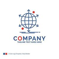 Company Name Logo Design For business. international. net. network. web. Blue and red Brand Name Design with place for Tagline. Abstract Creative Logo template for Small and Large Business. vector